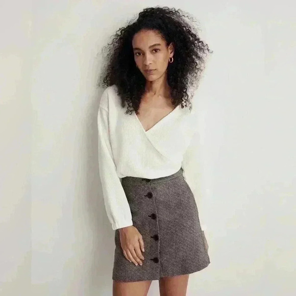 MADEWELL Texture & Thread Women’s Small Plus Ottoman Cream White Knit Wrap Top - Picture 4 of 10